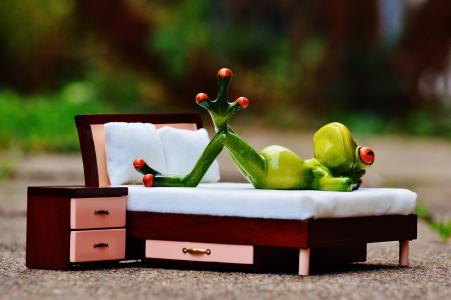 青蛙, 爱, 思想, 床上, 图, 有趣, 可爱