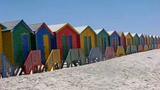 海滩, 南非, 小屋, 多彩