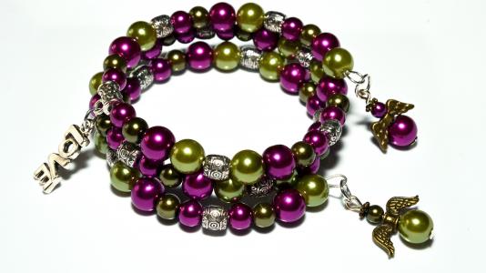 珠宝首饰, 手镯, 紫色, 绿色, 项链, 装饰, 时尚