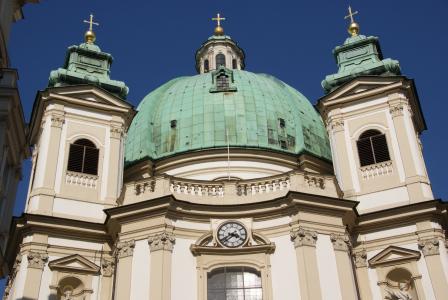 peterskirche, 维也纳, 圆顶, 教会, 巴洛克式, 天主教, 城市