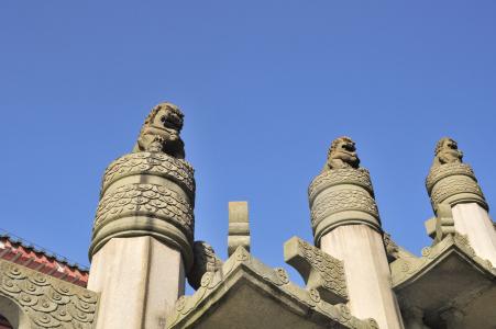 寺, 支柱, 石雕, 中国