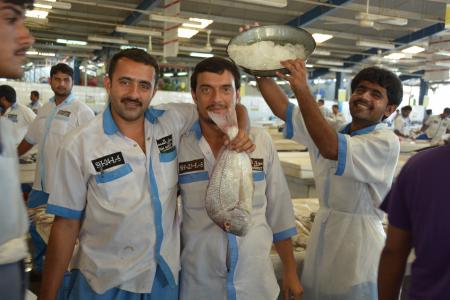 迪拜, 鱼市场, 工人, 表演, 骄傲