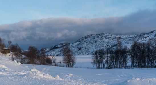 挪威, 希尔克内斯, 景观, 山脉, 雪, 旅行, 天空