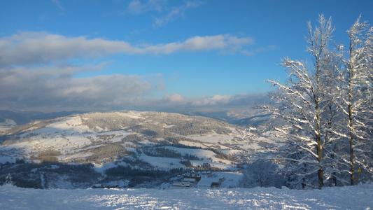 山脉, 冬天, 斜坡, 喀尔巴阡山, 美