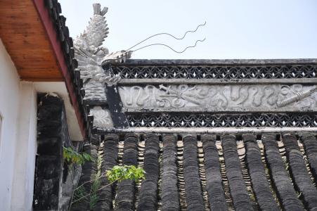 龙, 屋檐下, 上海, 装饰, 屋顶, 亚洲风情