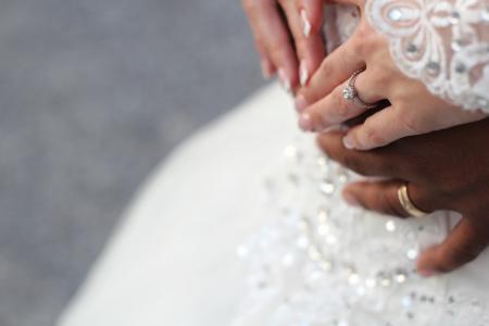 新娘, 夫妇, 手, 宏观, 婚姻, 戒指, 婚礼