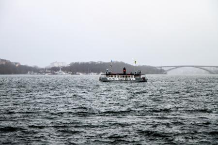 天星渡轮码头, 小船, 水, 城市, 斯德哥尔摩, 瑞典