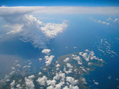 航空照片, 云计算, 海, 天空, 白色, 蓝色, 冲绳岛