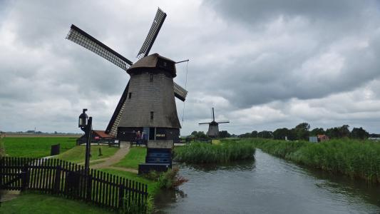 舍默霍恩, 荷兰, 风车, 荷兰, museummolen, 旅游, 农村现场
