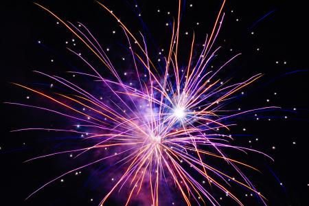 烟花, 新年除夕, 晚上, 多彩, 火箭, 庆祝活动, 爆炸