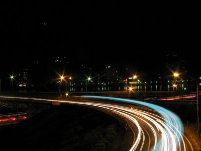 交通, 台湾, 晚上, 灯, 街道, 道路