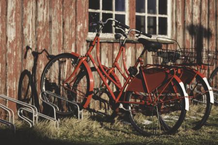 自行车, 红色, 自行车, 系列, hauswand