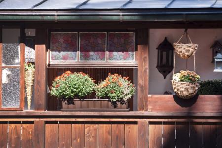 花盒, 阳台, 窗台, 阳台植物, 花, 木镶板, 玻璃窗口
