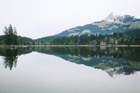 湖, 山, 自然, 反思, 风景名胜, 树木, 水