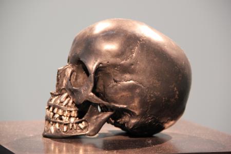 头骨, 青铜器, 头, 雕像, 恐怖, 金属, 黄铜