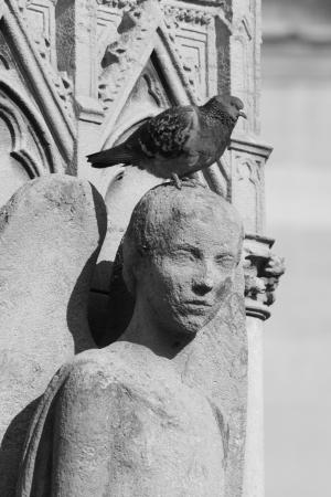 雕塑, 黑色和白色, 鸽子, 雕像, 巴黎, 天使, 方琴二十三