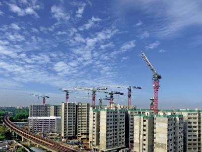起重机, 建设, 天空, 蓝色, 新加坡, 住房, 建筑业