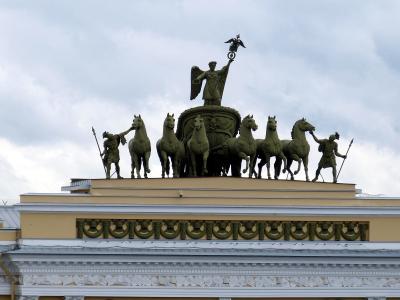 quadriga, 圣彼得堡, 俄罗斯, 马, 建筑, 从历史上看, 建设