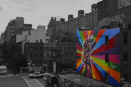 涂鸦, 大城市, 城市, 灰色, 颜色, 纽约城, 对比