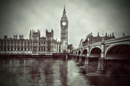 城市, 伦敦, 议会, 英国, 建筑, 英国, 桥梁