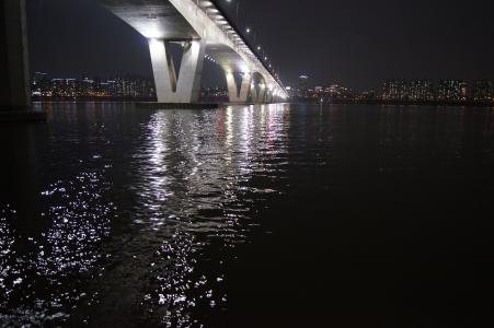 桥梁, 大韩民国, 韩国, 汉城, 夜景, 首尔夜景, 汉江