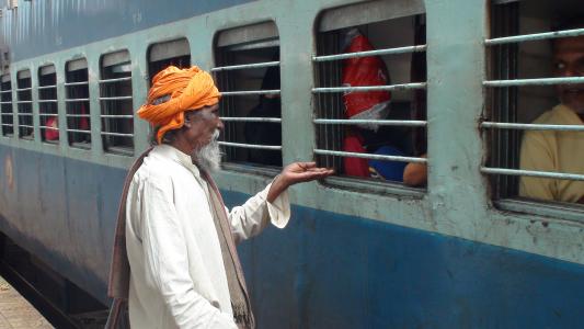 乞丐, 印度铁路, 印度, 可怜, 男子, 贫困