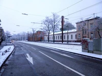 道路, 冬天, 卡尔斯鲁厄, 雪, 城市