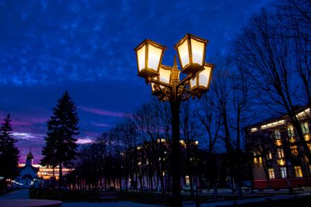 晚上, 灯柱, 俄罗斯之夜, 晚上, 发光, 蓝色, 街道