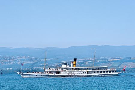 罗纳, 桨轮船, 小船, 日内瓦湖, 湖, 日内瓦, 瑞士
