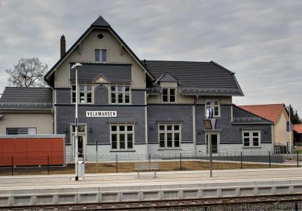 火车站, 老, fachwerkhaus, 似乎, 铁路