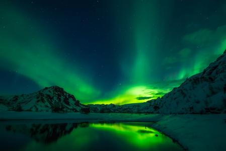 冰岛, 北极光, 北极光, 美丽, 日落, 晚上, 天空