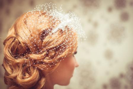 新娘, 发型, 婚礼, 头发, 的通过, 仪式, 装饰