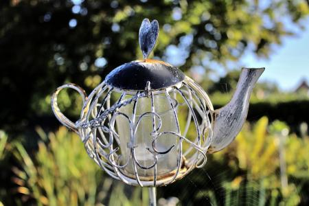 茶壶, 图, 金属, 花园, 茶, 模式, 材料