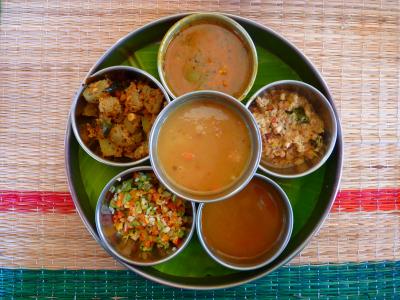 大盘, 印度菜, 吃, 顿饭, 美味, 食品, 汤