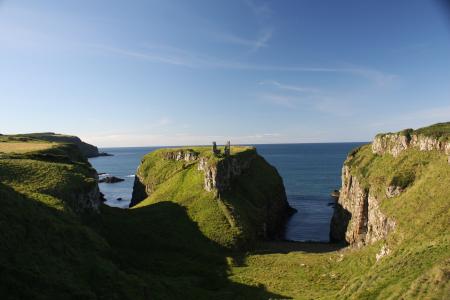 dunseverick, 北爱尔兰, 安特里姆海岸, 爱尔兰, 海岸, 沿海, 城堡