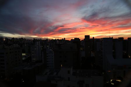 日落, 巴西, 天空, 城市, 天际线, 城市景观, 城市