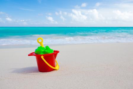 沙子, 斗, 海滩, 度假, 夏季, 铲子, 塑料