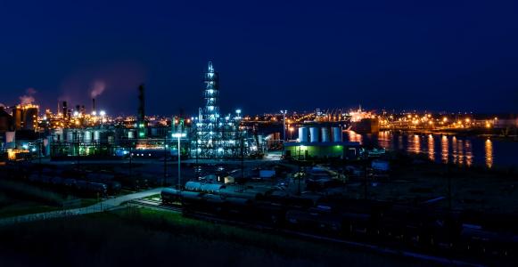 亚瑟港, 德克萨斯州, 晚上, 晚上, 行业, 炼油厂, 石油