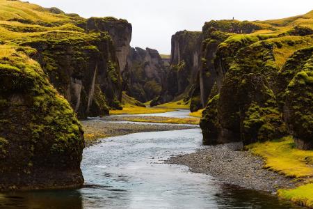 冰岛, 景观, 流, 水, 山脉, 苔原, 悬崖