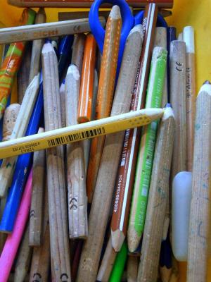 彩色的铅笔, 彩色铅笔, 乱七八糟, 儿童, 幼儿园, 学校, 混沌