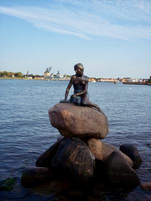 哥本哈根, 小美人鱼, 旅游景点, 丹麦, 雕像, 人, 户外