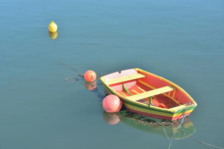 小船, 颜色, 平静, 水, 湖, 池塘, 捕鱼