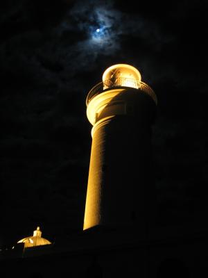 麦格理灯塔, 澳大利亚, 悉尼, 港口, 满月, 晚上, 海岸线