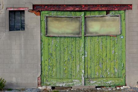 端口, 绿色, 立面, 窗口, 老, 门, 木材-材料