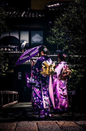 京都议定书, 日本, 日语, 和服, 艺伎的女孩, 阳伞, hdr