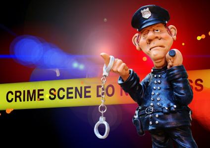 警察, 犯罪现场, 蓝色的光, 发现, 手铐, 被逮捕, 刑事案件