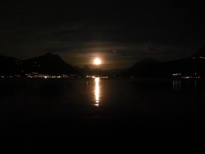 月亮, 湖, 晚上, 月光, 心情, 景观
