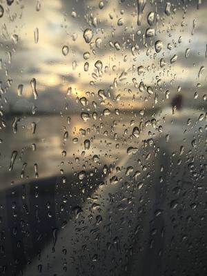 飞机窗口, 模糊, 翼, 雨, 水, 滴眼液