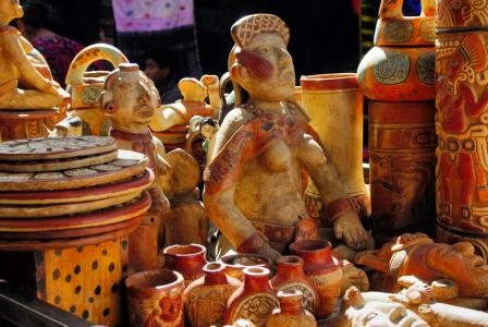 guatemela, 市场, 雕像, 小, 陶瓷, 玛雅人, 文化