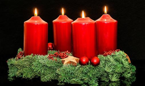 到来花圈, 来临, 圣诞饰品, 蜡烛, 第四支蜡烛, 光, 火焰